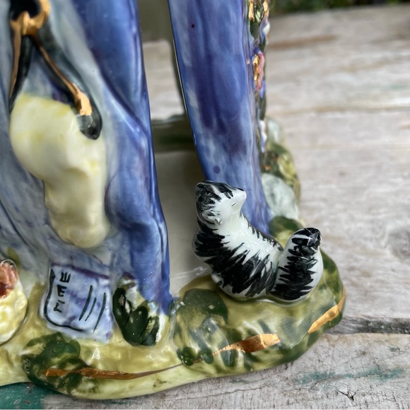 Kimberly Designs 2001 vintage blue ceramic flowers & animals tealight outhouse - Picture 10 of 12